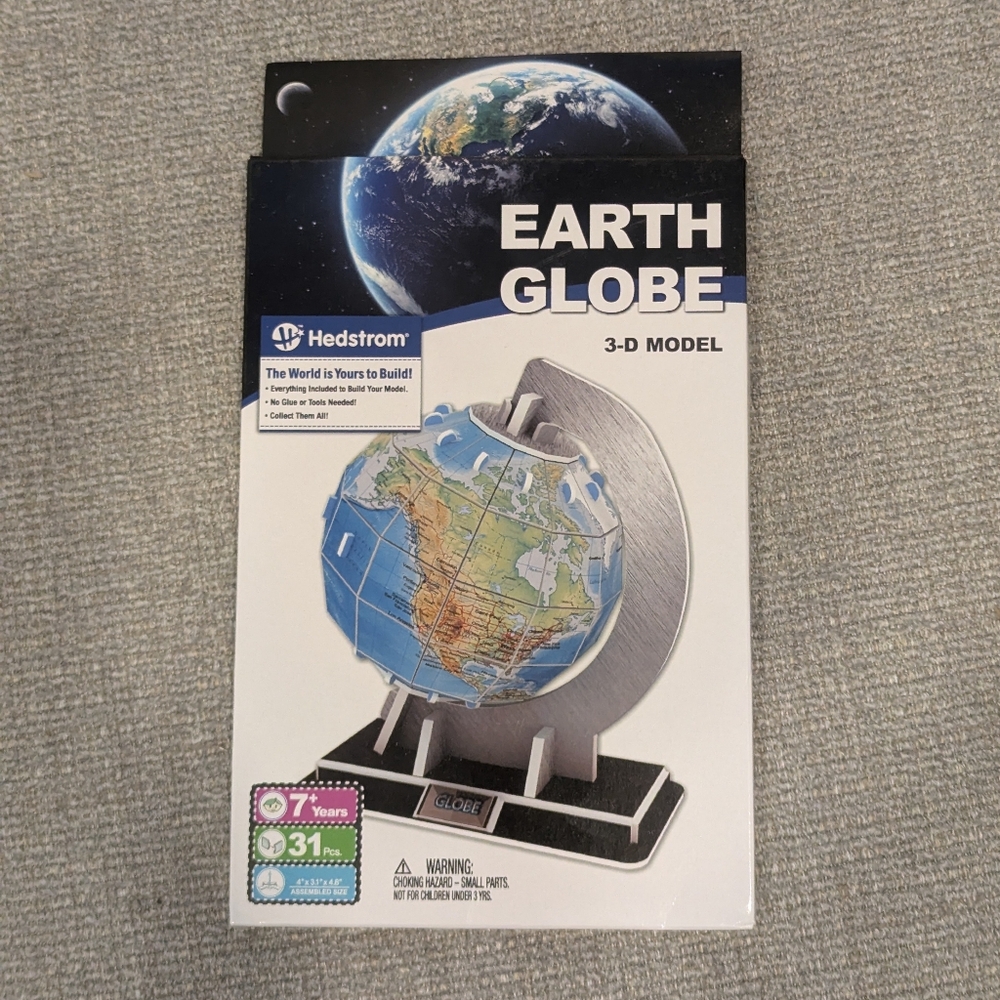 Hedstrom Earth Globe Puzzle 3D Model Age 7+ 31 Pieces New